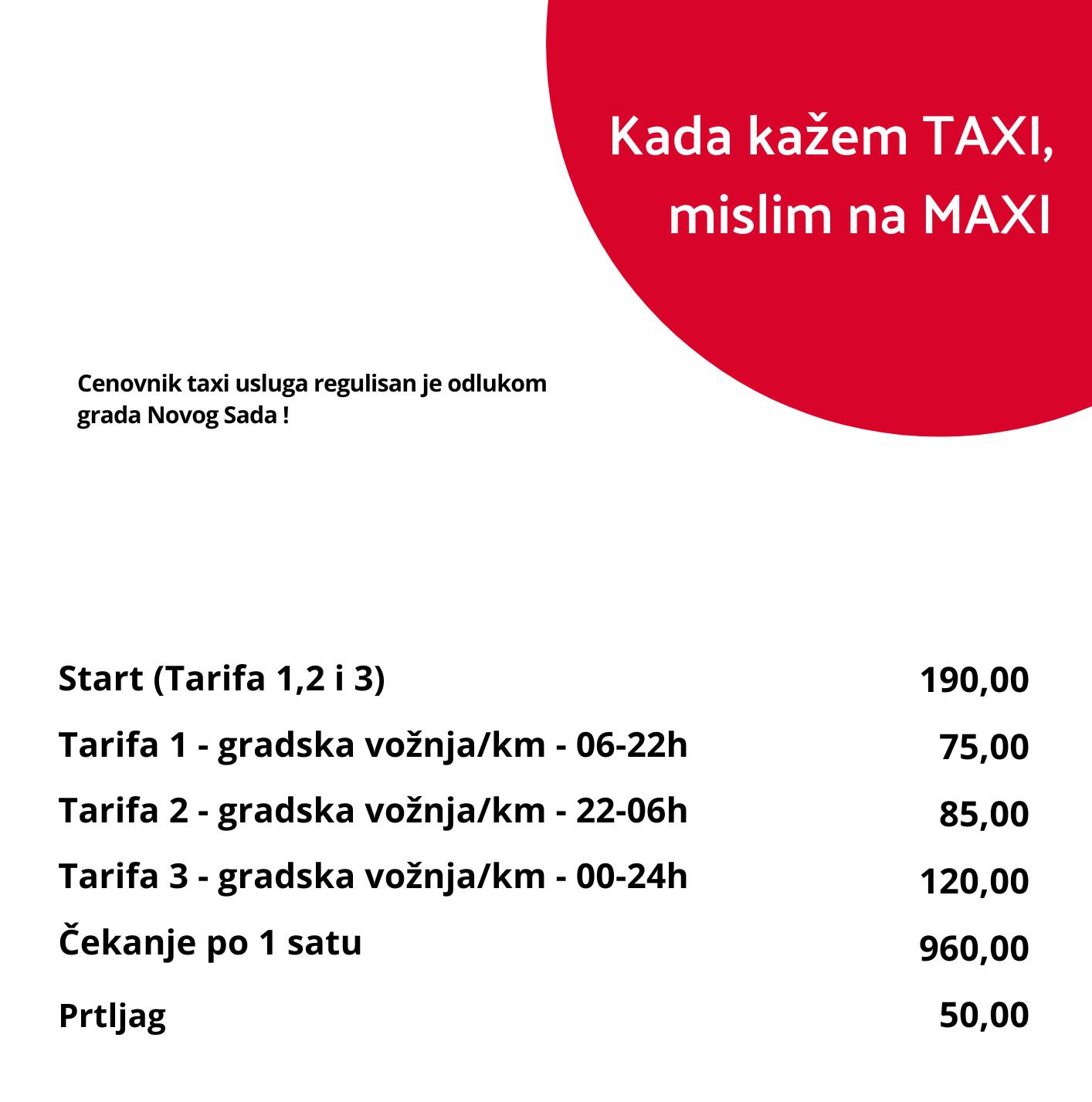 cene taxi usluga